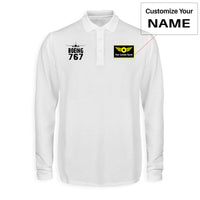 Thumbnail for Boeing 767 & Plane Designed Long Sleeve Polo T-Shirts