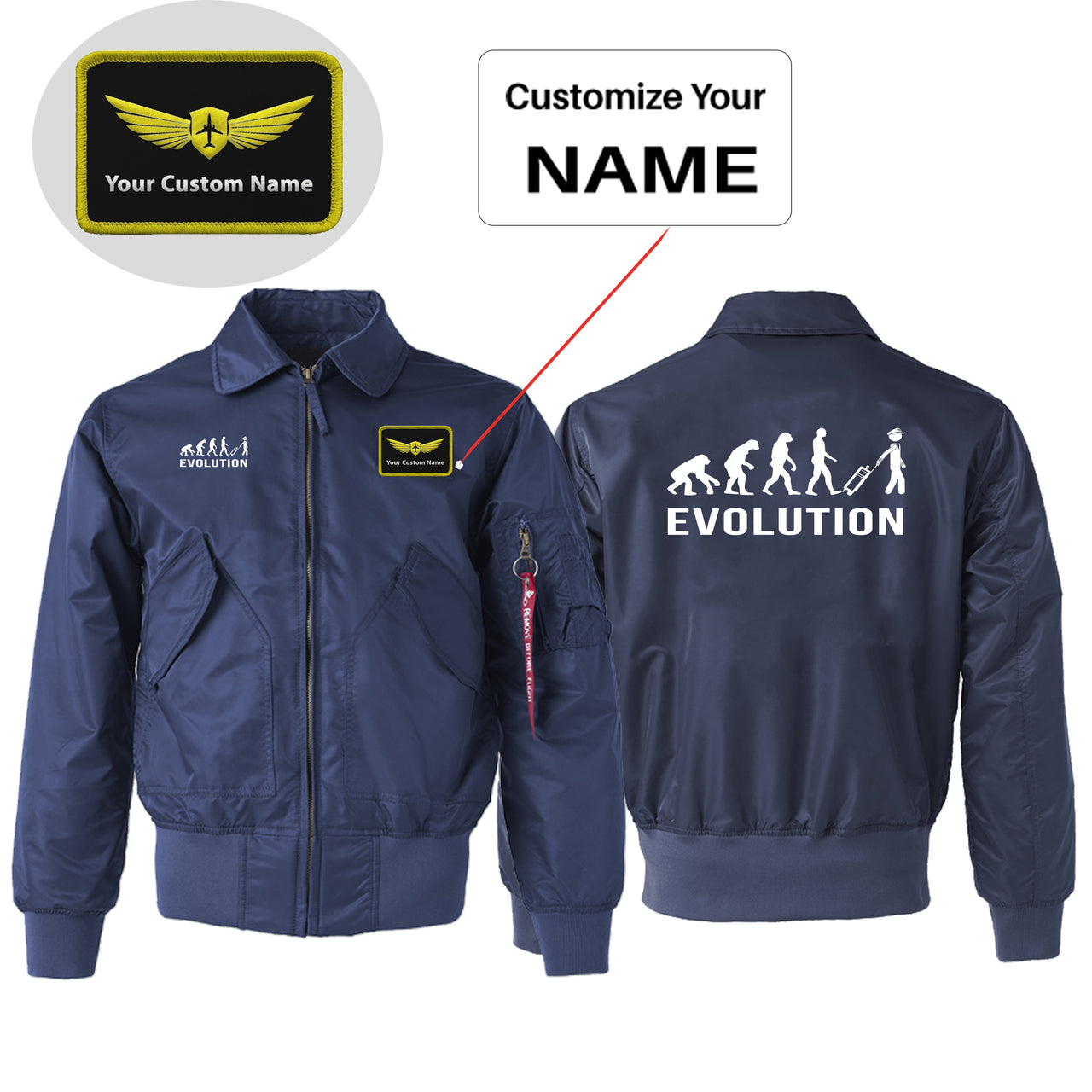 Pilot Evolution Designed Embroidered Patch Attachable Jackets