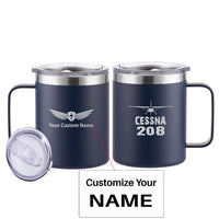 Thumbnail for Cessna 208 & Plane Designed Stainless Steel Laser Engraved Mugs