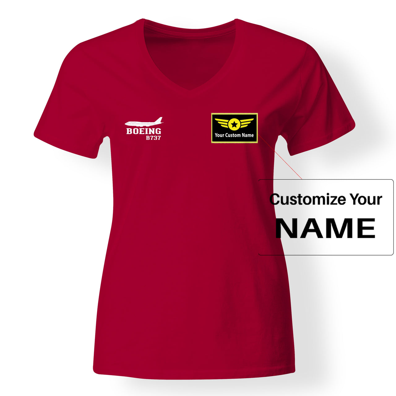 Boeing 737 Printed Designed V-Neck T-Shirts - view 5