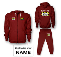 Thumbnail for Blood Type AVGAS Designed Zipped Hoodies & Sweatpants Set