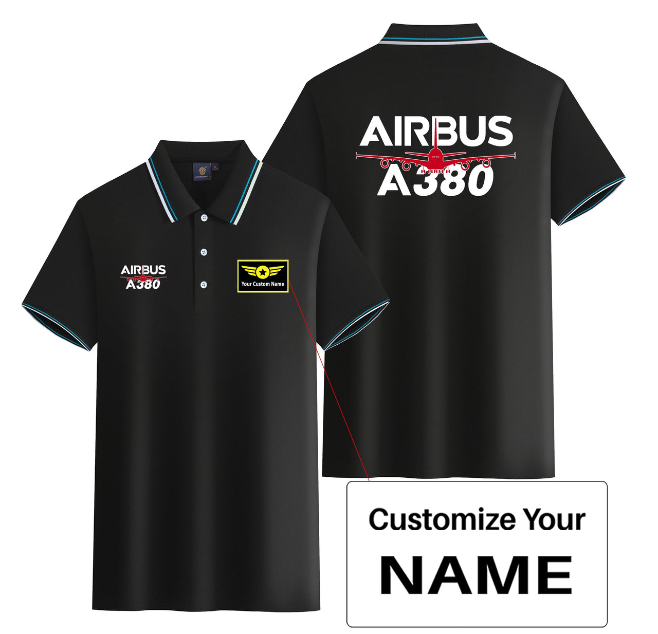 Amazing Airbus A380 Designed Stylish Polo T-Shirts (Double-Side)