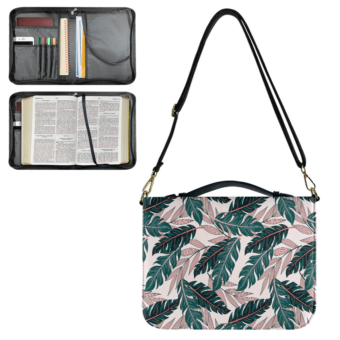 Seamless Palm Leafs 2 Designed PU Accessories Bags Strap Style