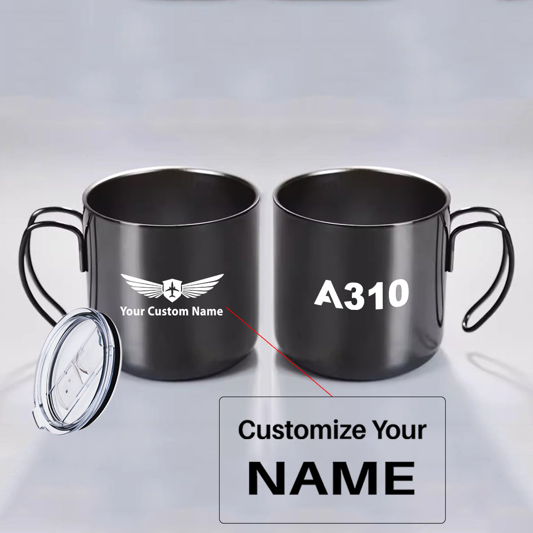A310 Flat Text Designed Stainless Steel Portable Mugs