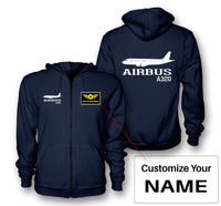 Thumbnail for Airbus A320 Printed Designed Zipped Hoodies