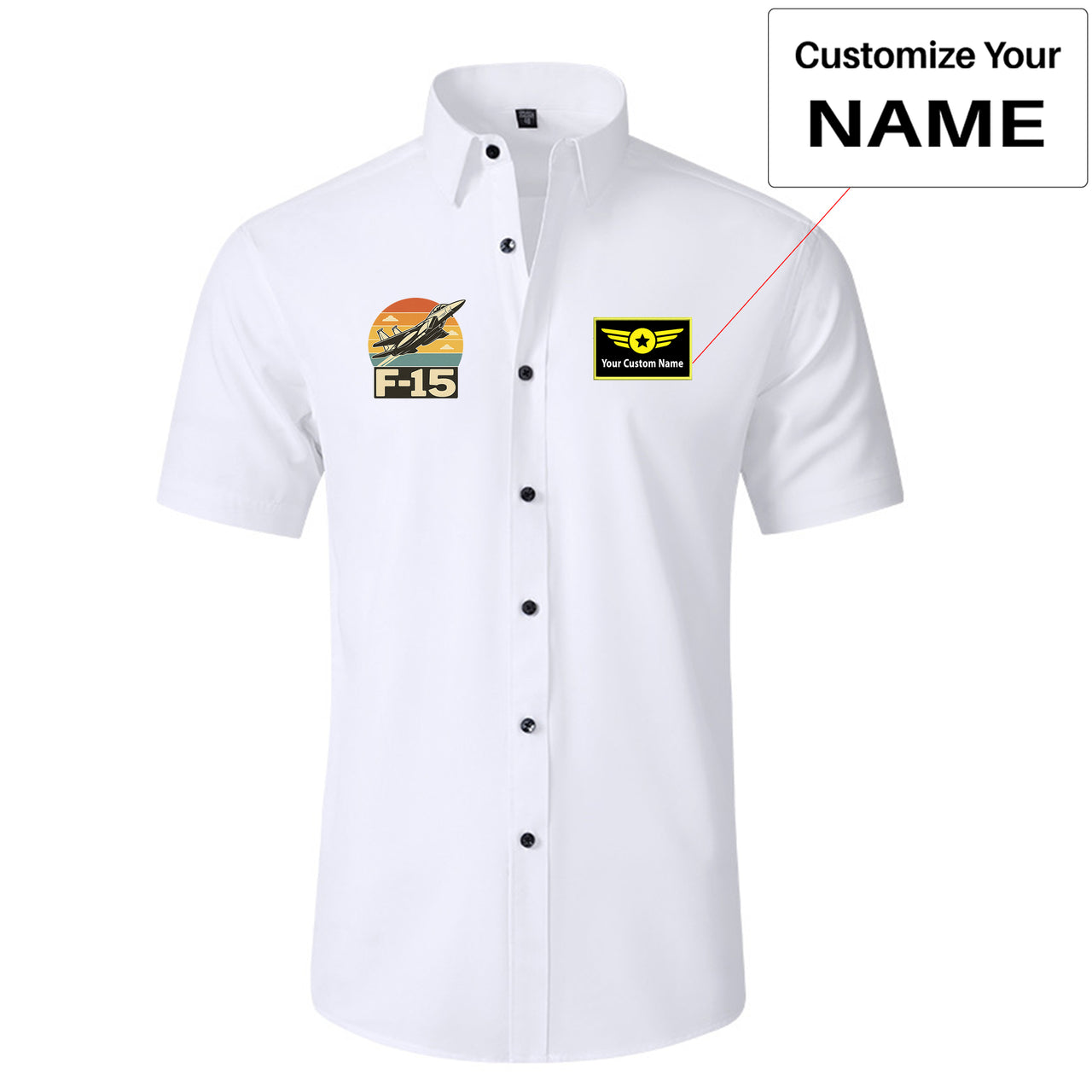 Retro Fighter Jet F15 Designed Short Sleeve Shirts