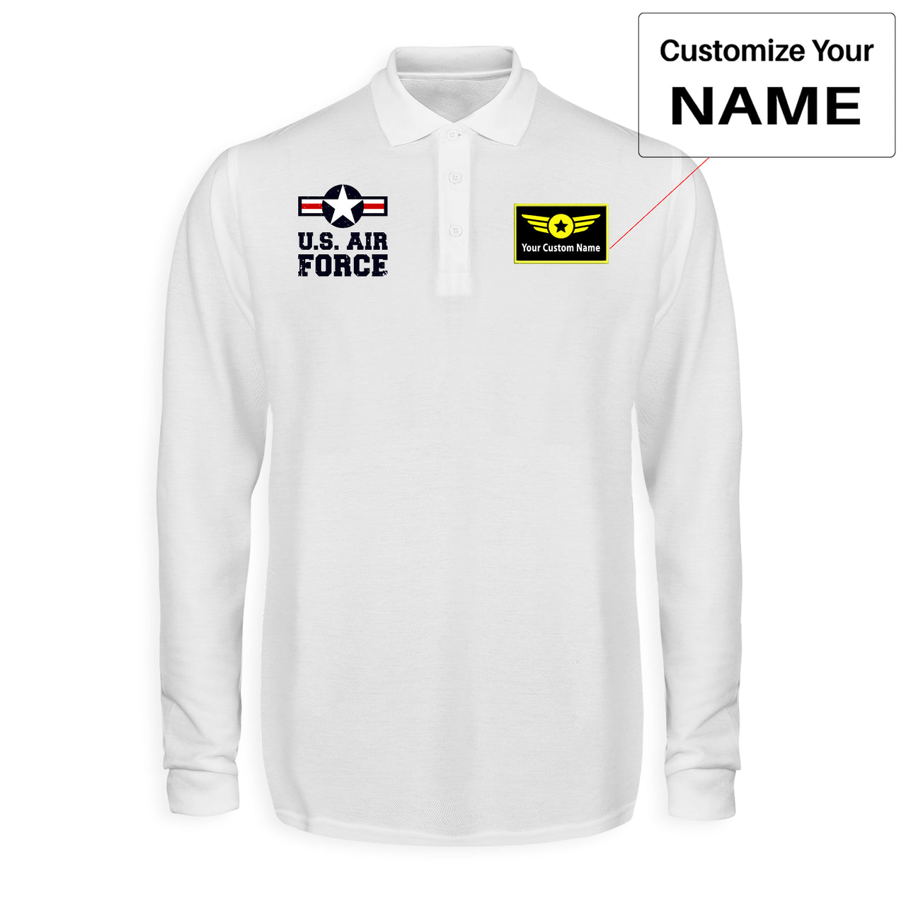 US Air Force Designed Long Sleeve Polo T-Shirts