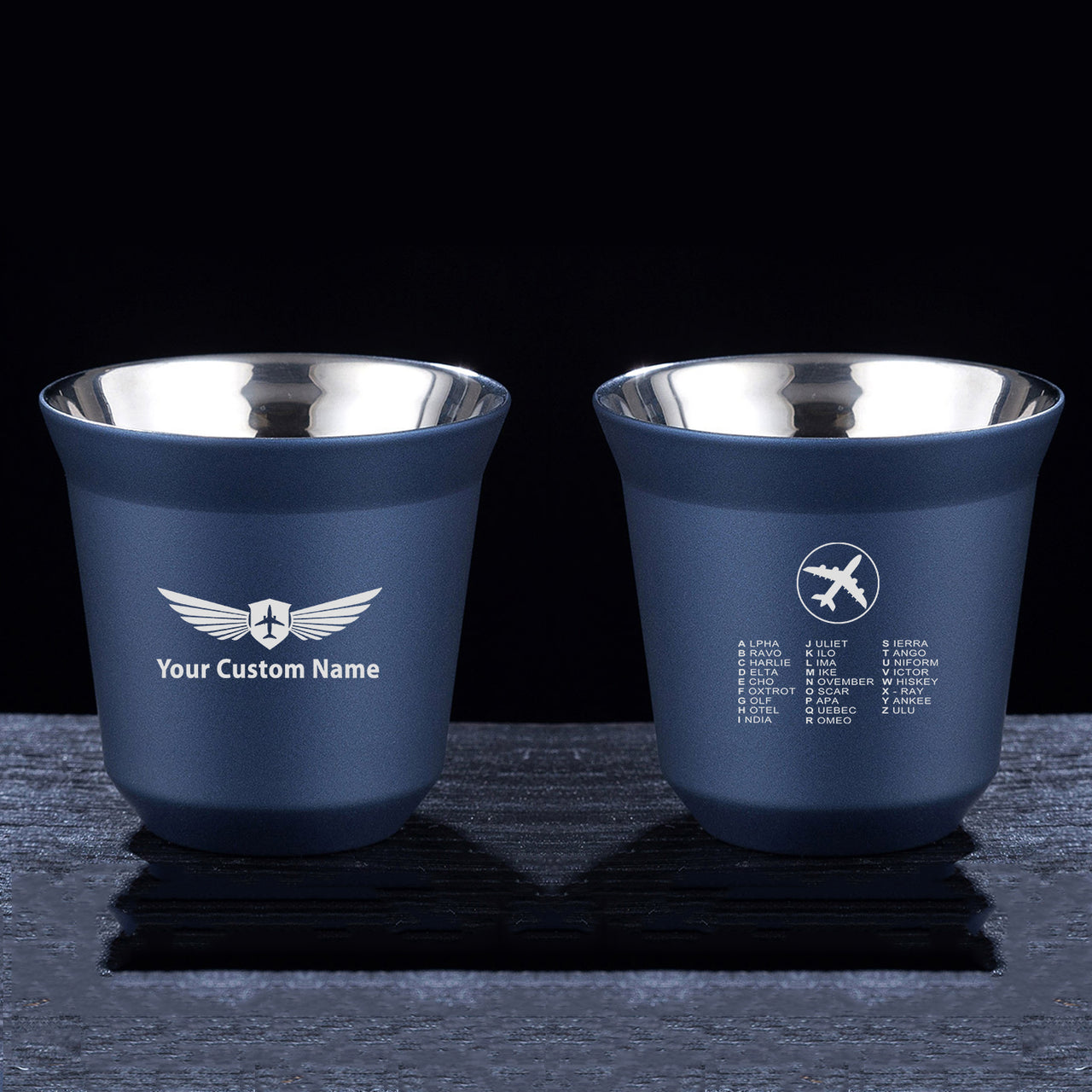Aviation Alphabet 2 Designed Double Wall Stainless Steel Coffee Mugs