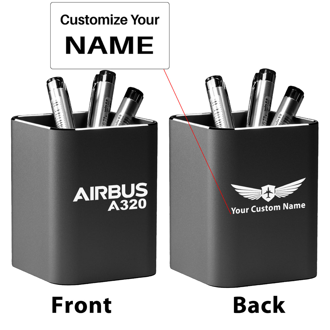 Airbus A320 & Text Designed Aluminium Alloy Pen Holders