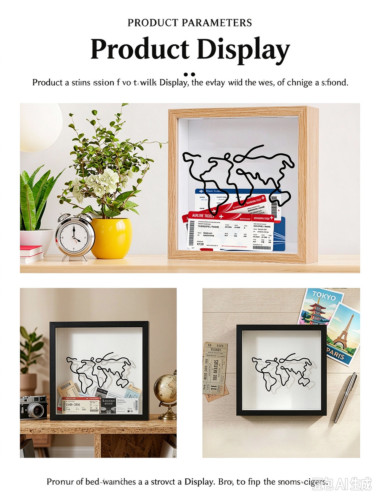 Around-the-World Design Ticket Stub Shadow Box Frame