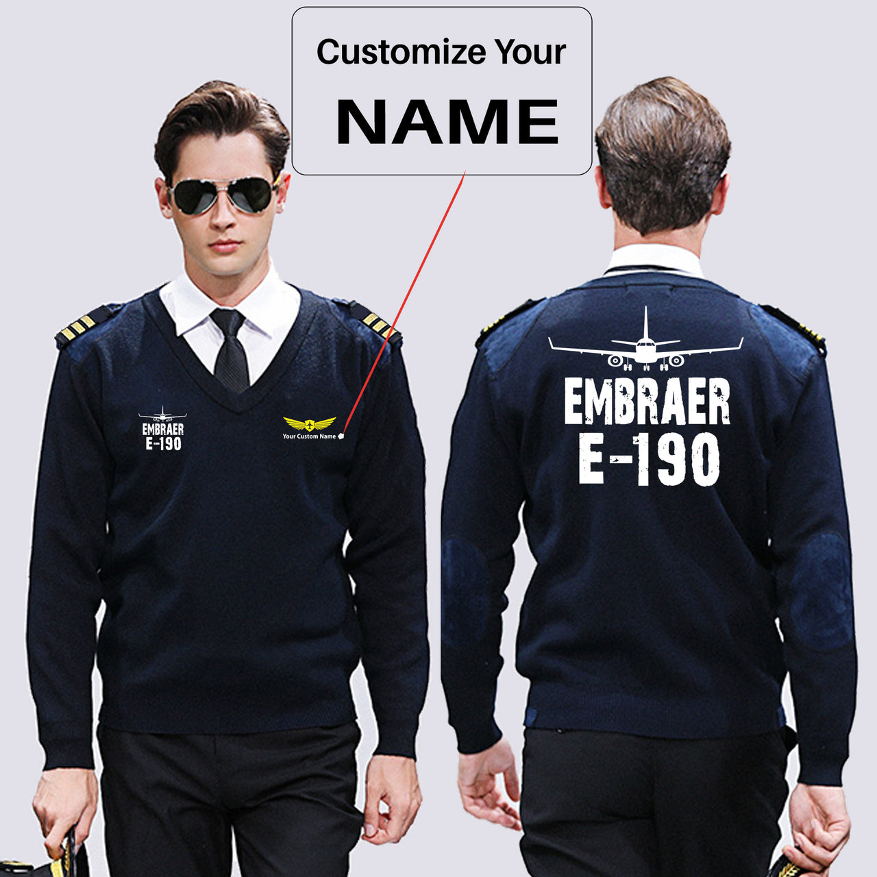 Embraer E-190 & Plane Designed Wool Pilot Sweaters