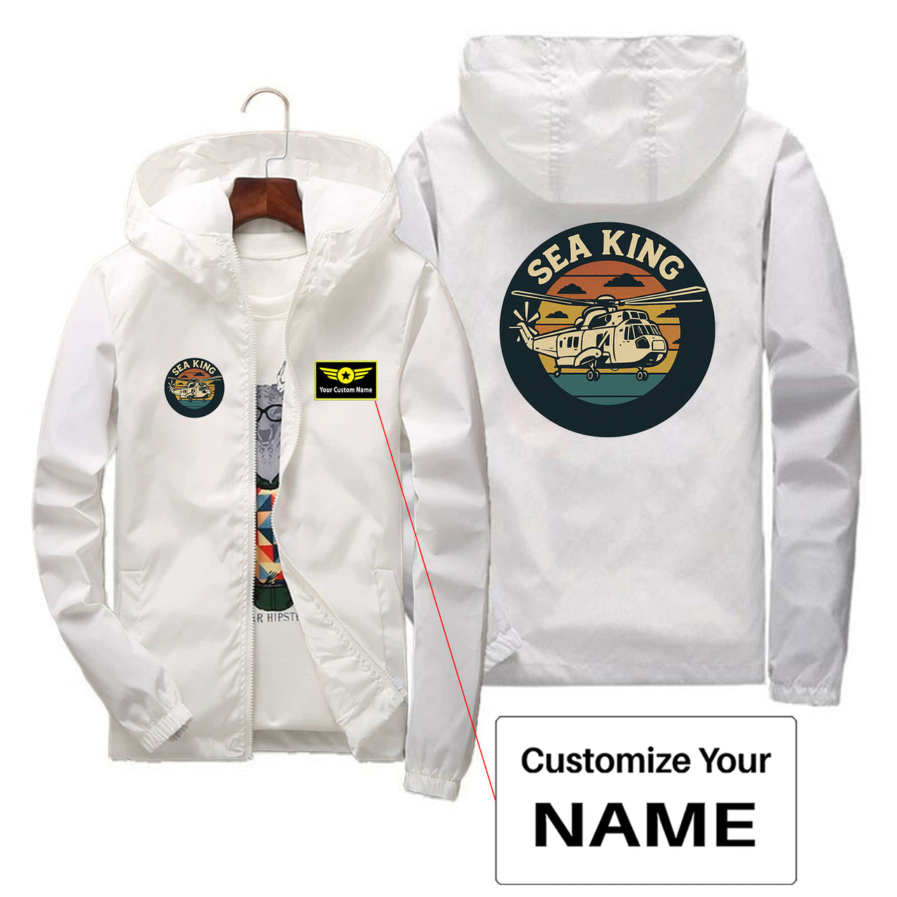 Sea King Helicopter Designed Thin Windbreaker Jackets