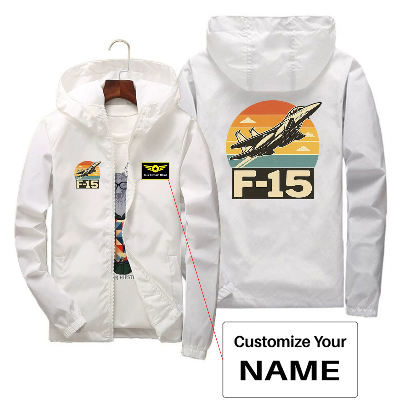 Retro Fighter Jet F15 Designed Thin Windbreaker Jackets