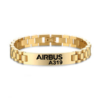 Thumbnail for Airbus A319 & Text Designed Stainless Steel Chain Bracelets