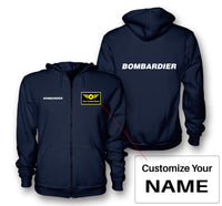 Thumbnail for Bombardier & Text Designed Zipped Hoodies