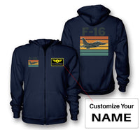 Thumbnail for Retro Fighter Jet F16 Designed Zipped Hoodies
