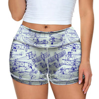 Thumbnail for Amazing Drawings of Old Aircrafts Designed Women Yoga Shorts Pants