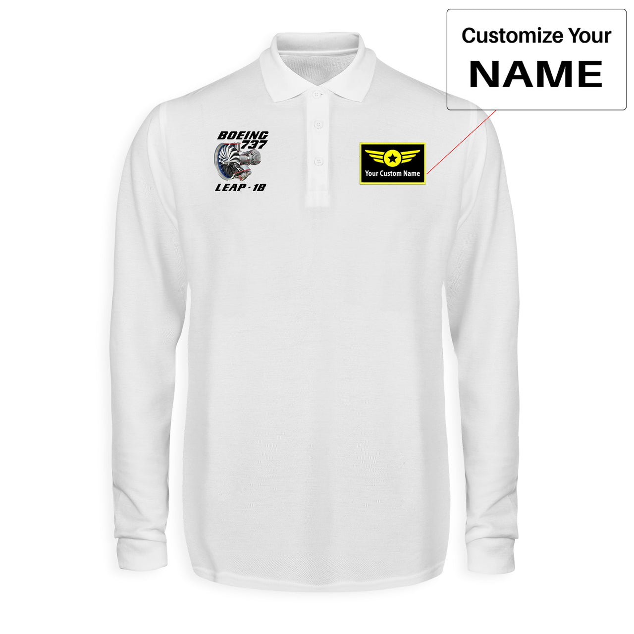 Boeing 737 & Leap 1B Designed Long Sleeve Polo T-Shirts