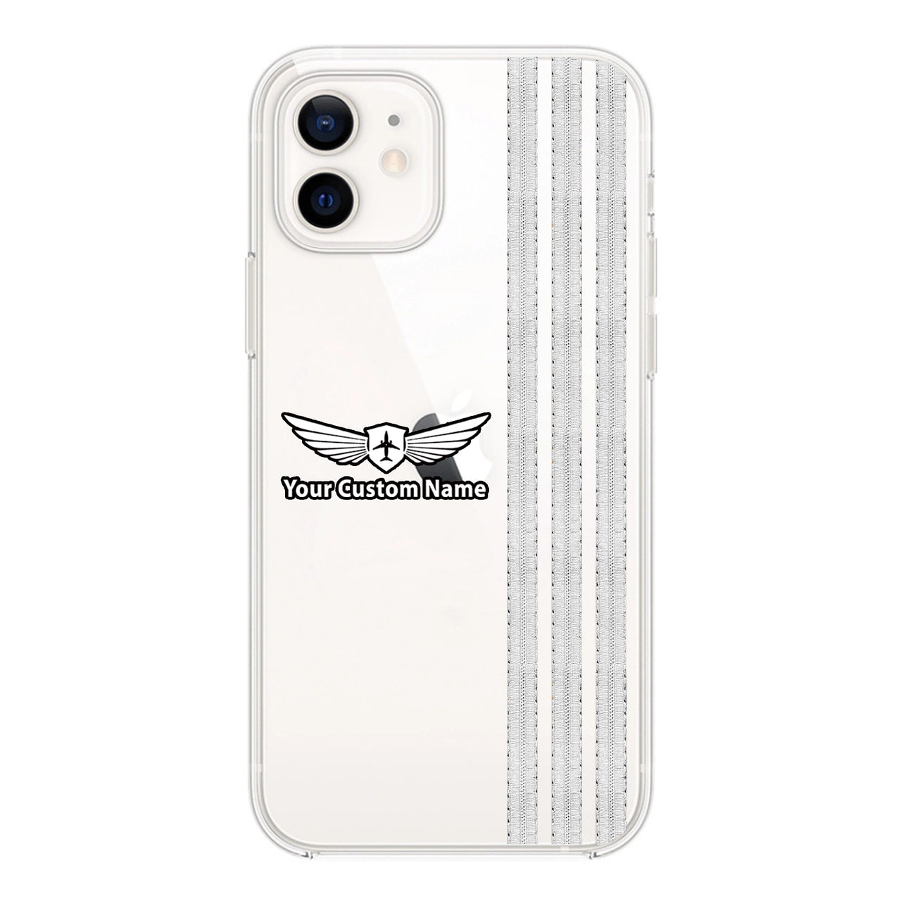 Custom Name + Special "SILVER" Epualettes (4,3,2 Lines) Designed Transparent Silicone iPhone Cases