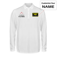 Thumbnail for I'D Rather Be Flying Designed Long Sleeve Polo T-Shirts