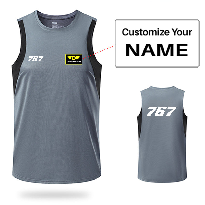 767 Flat Text Designed Sleveless Quick Dry Sports Tank Tops
