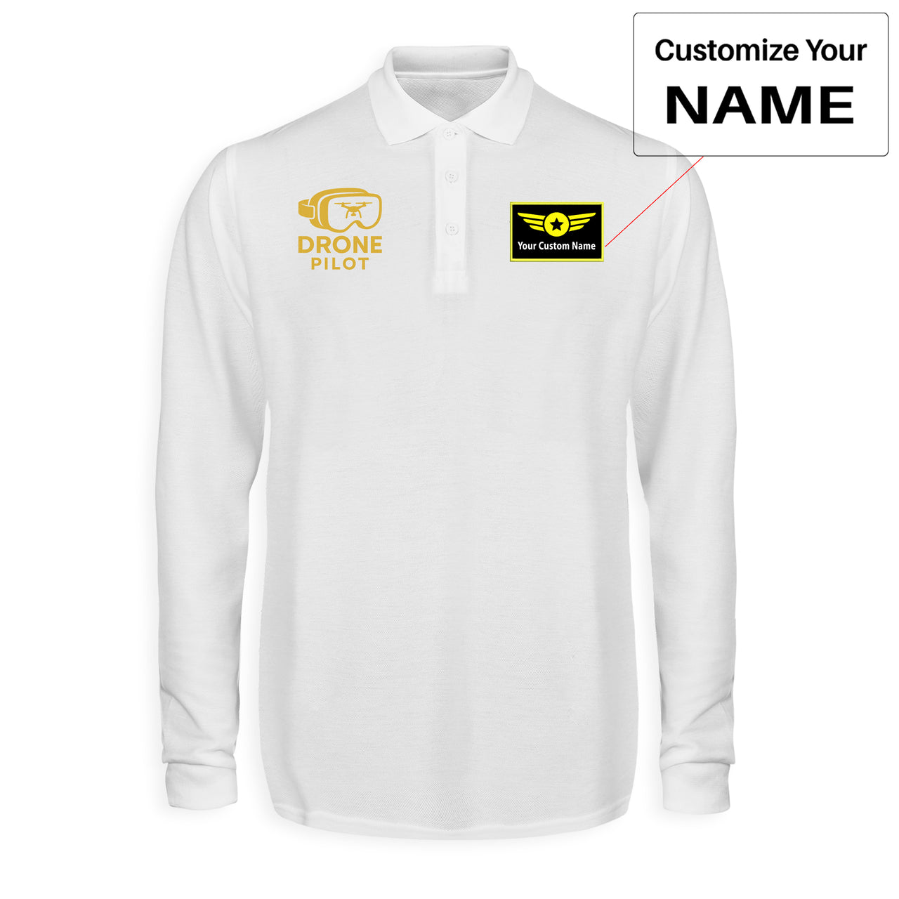 Googles & Drone Pilot Designed Long Sleeve Polo T-Shirts