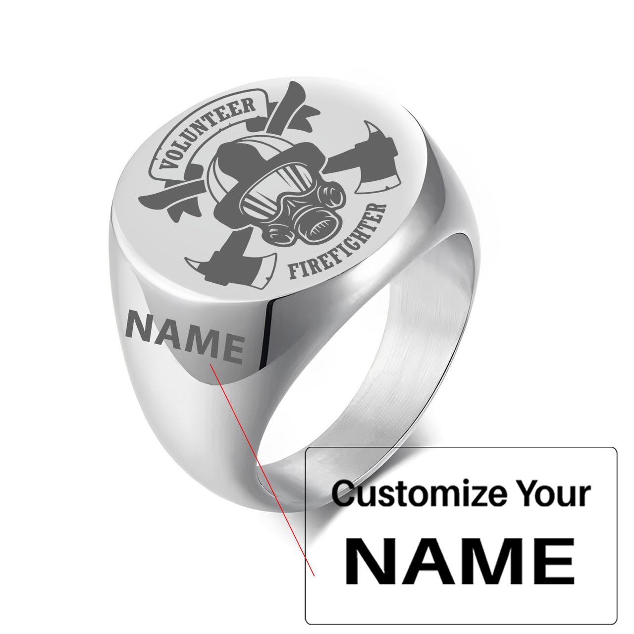 Volunteer Firefighter Design  20MM Stainless Steel Circular Ring