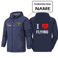 Thumbnail for I Love Flying Designed Rain Jackets & Windbreakers