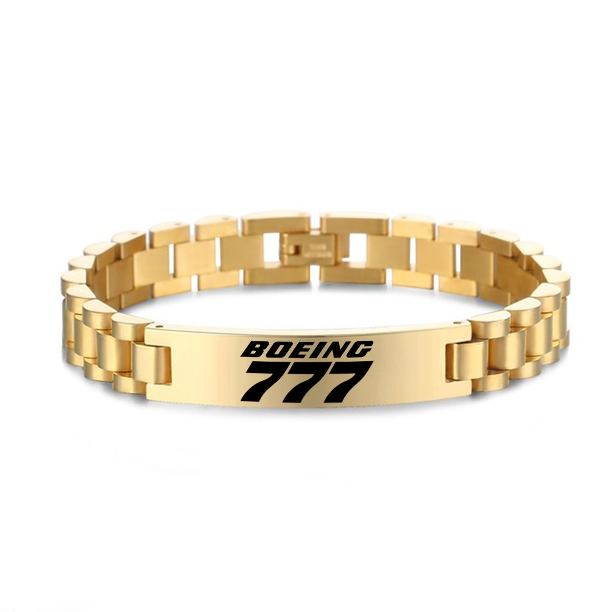 Boeing 777 & Text Designed Stainless Steel Chain Bracelets