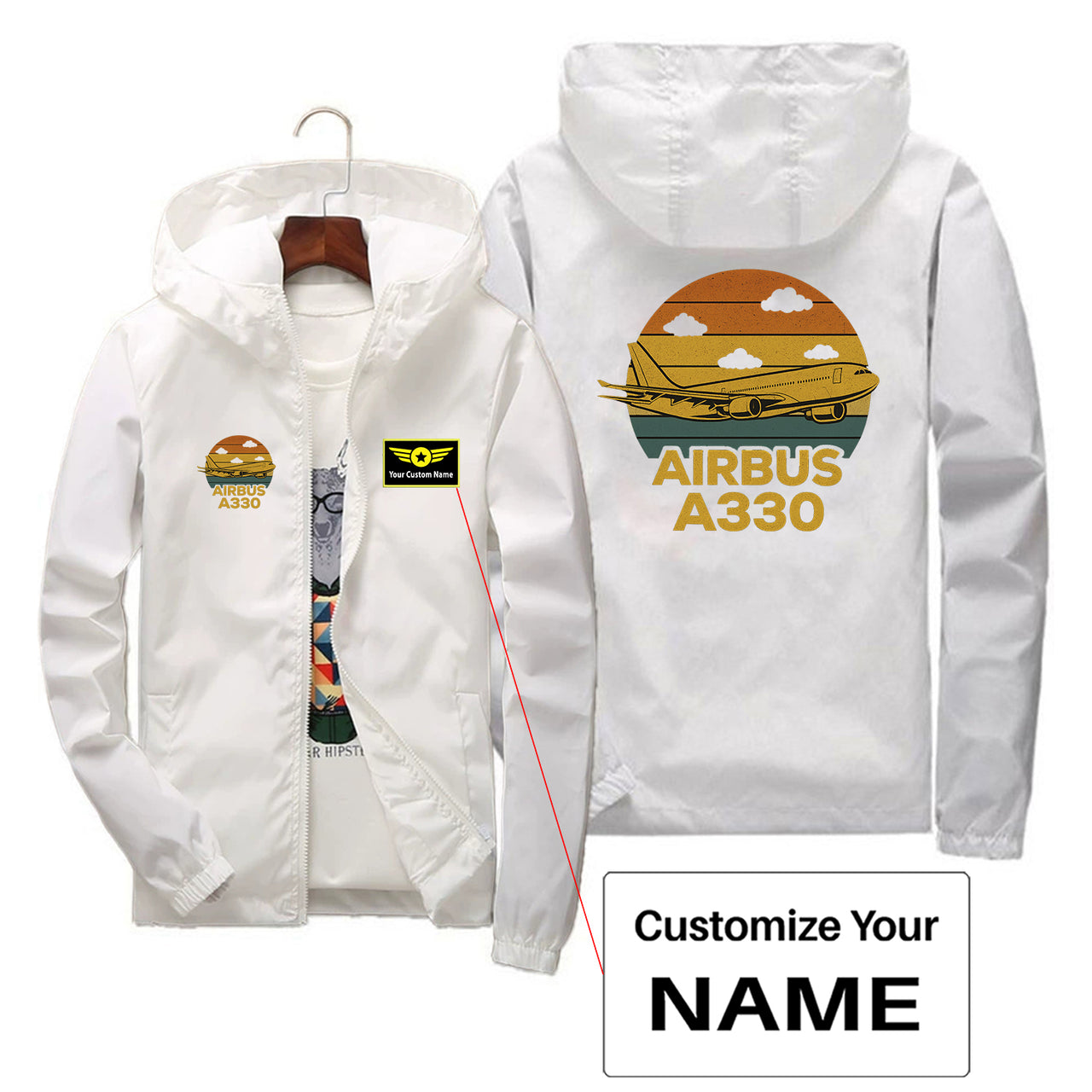 Retro Airbus A330 Designed Thin Windbreaker Jackets