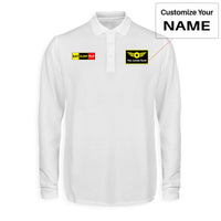 Thumbnail for Eat Sleep Fly (Colourful) Designed Long Sleeve Polo T-Shirts