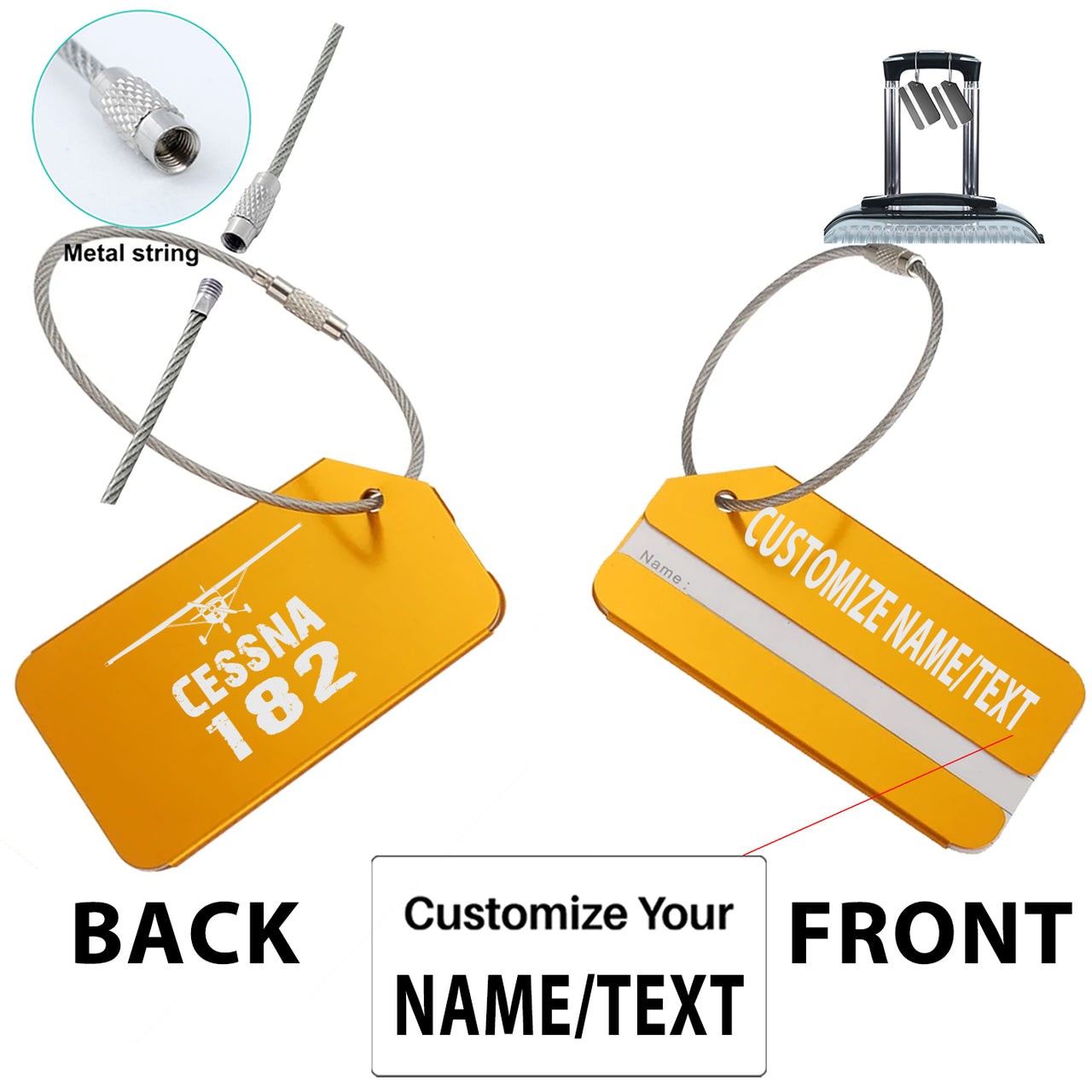 Cessna 182 & Plane Designed Fashion Metal Luggage Tags