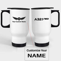 Thumbnail for A321neo & Text Designed Travel Mugs (With Holder)