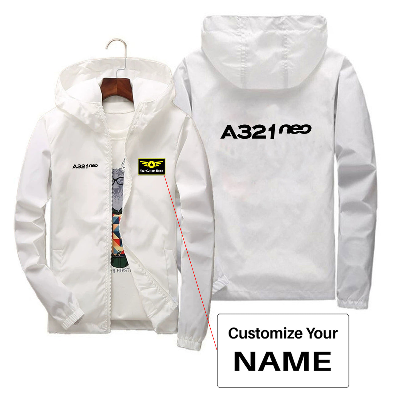 A321neo & Text Designed Thin Windbreaker Jackets