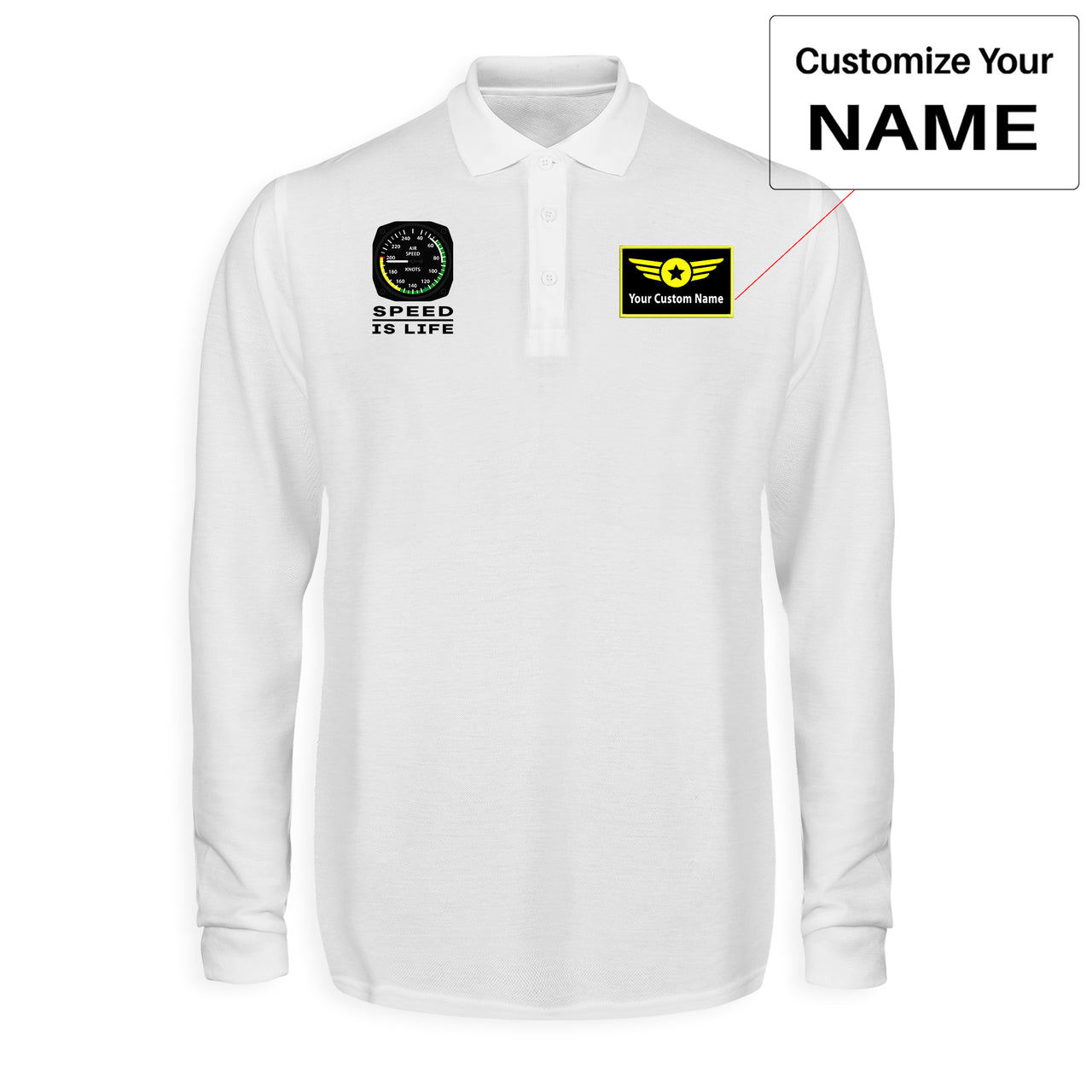 Speed Is Life Designed Long Sleeve Polo T-Shirts