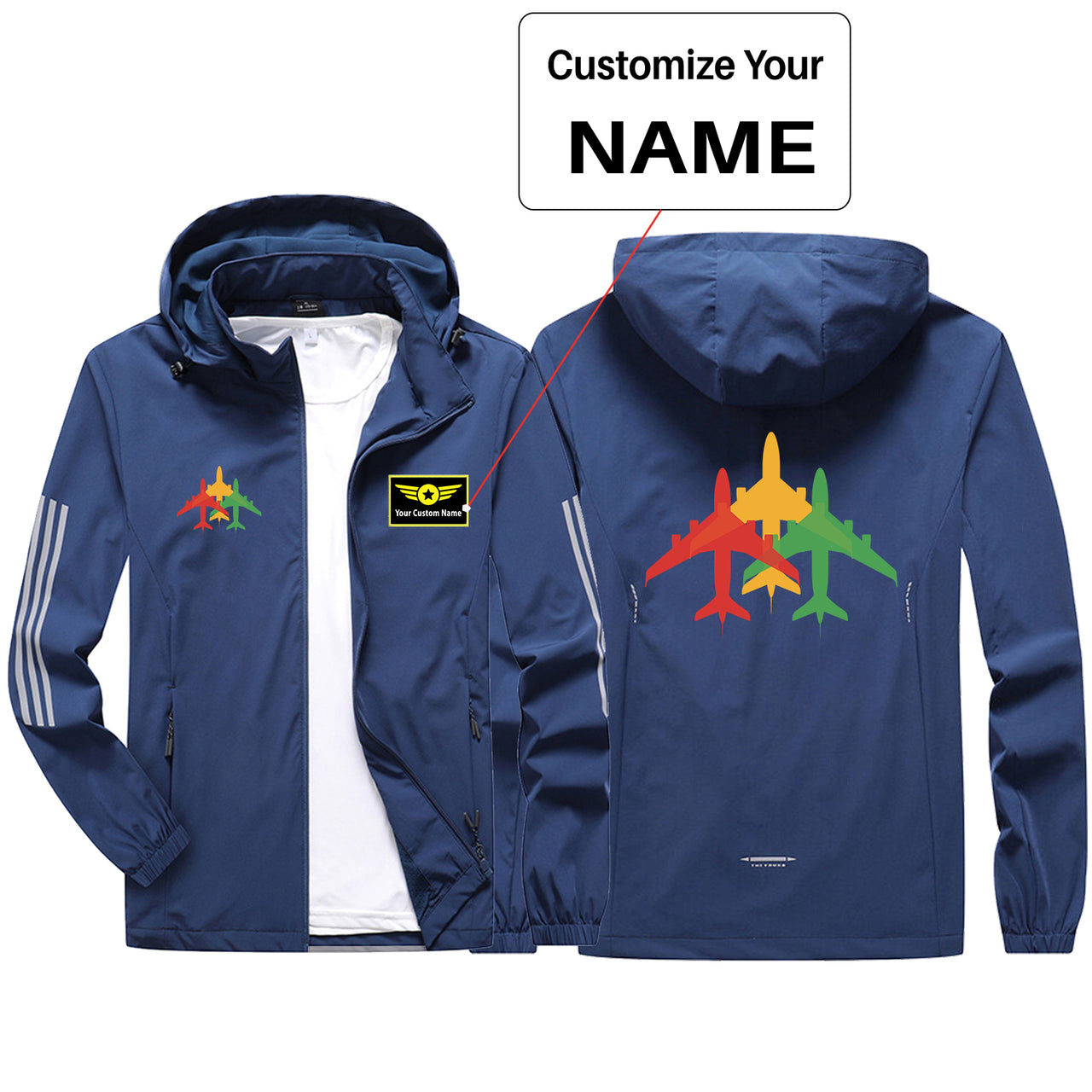 Colourful 3 Airplanes Sport & Running Jackets