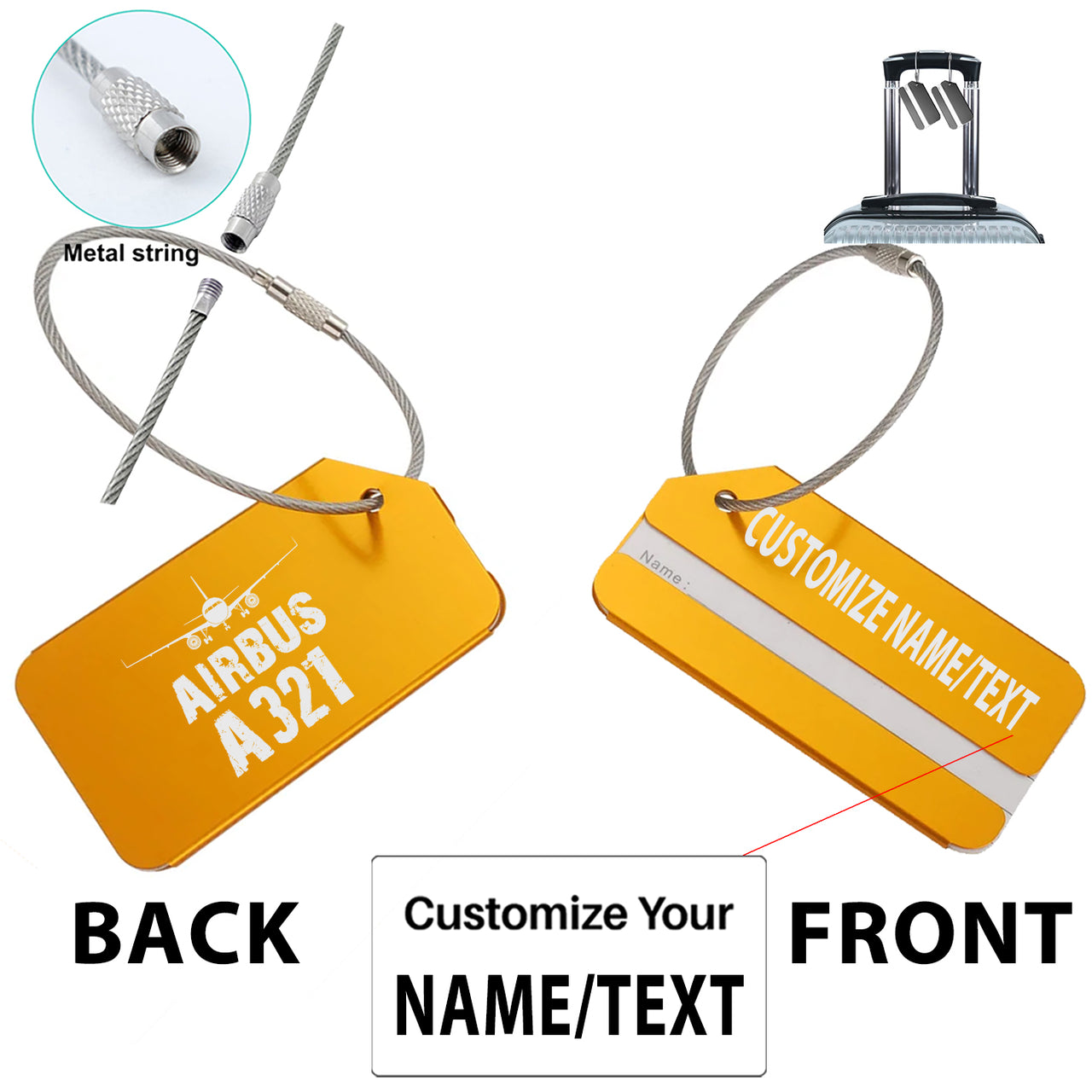 Airbus A321 & Plane Designed Fashion Metal Luggage Tags