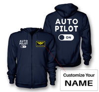 Thumbnail for Auto Pilot ON Designed Zipped Hoodies