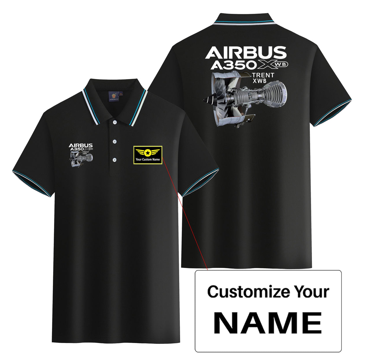 Airbus A350 & Trent Wxb Engine Designed Stylish Polo T-Shirts (Double-Side)