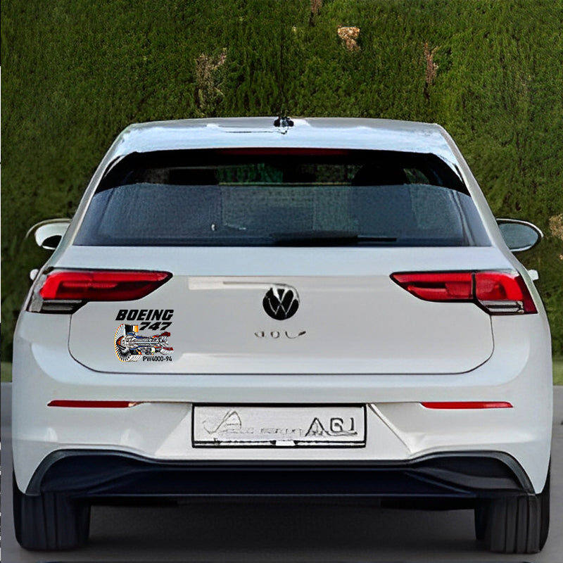 Boeing 747 & PW4000-94 Engine Designed Car Sticker