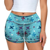 Thumbnail for Love of Travel with Aircraft Designed Women Yoga Shorts Pants