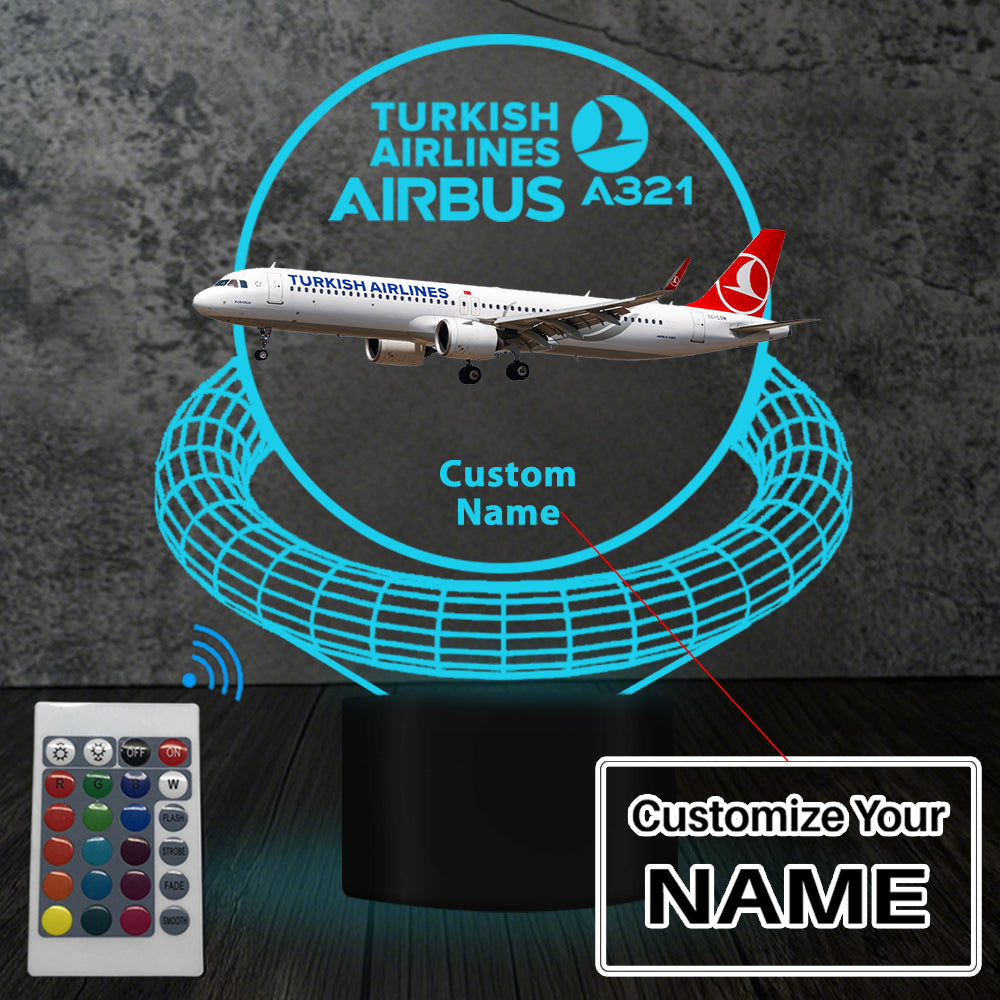 Turkish Airlines Airbus A321 Designed 3D Lamp