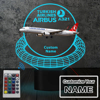 Thumbnail for Turkish Airlines Airbus A321 Designed 3D Lamp