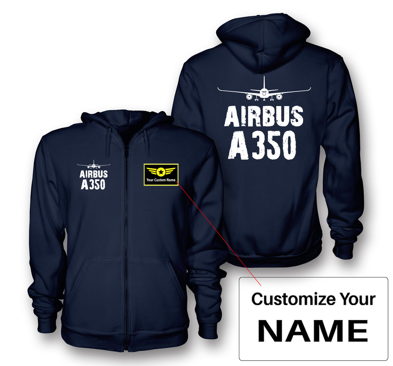 Airbus A350 & Plane Designed Zipped Hoodies - view 3