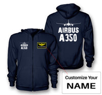 Thumbnail for Airbus A350 & Plane Designed Zipped Hoodies - view 3