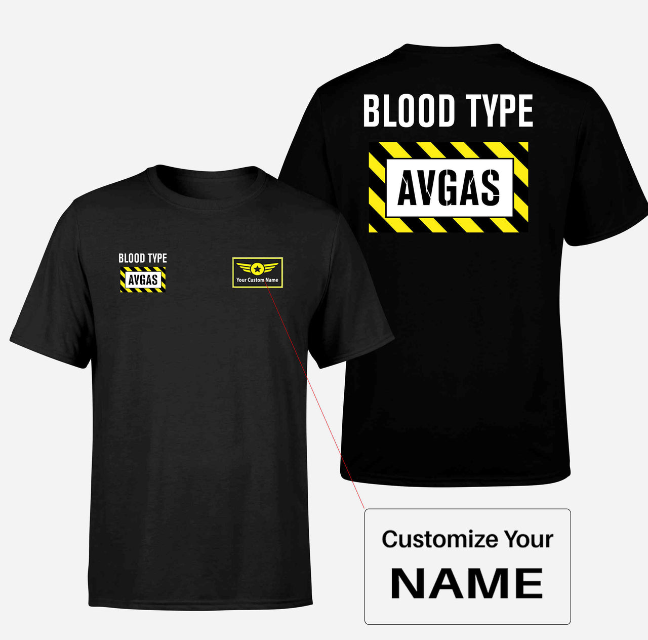 Blood Type AVGAS Double-Side T-Shirts