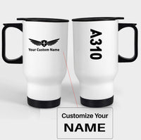 Thumbnail for A310 Text Designed Travel Mugs (With Holder)