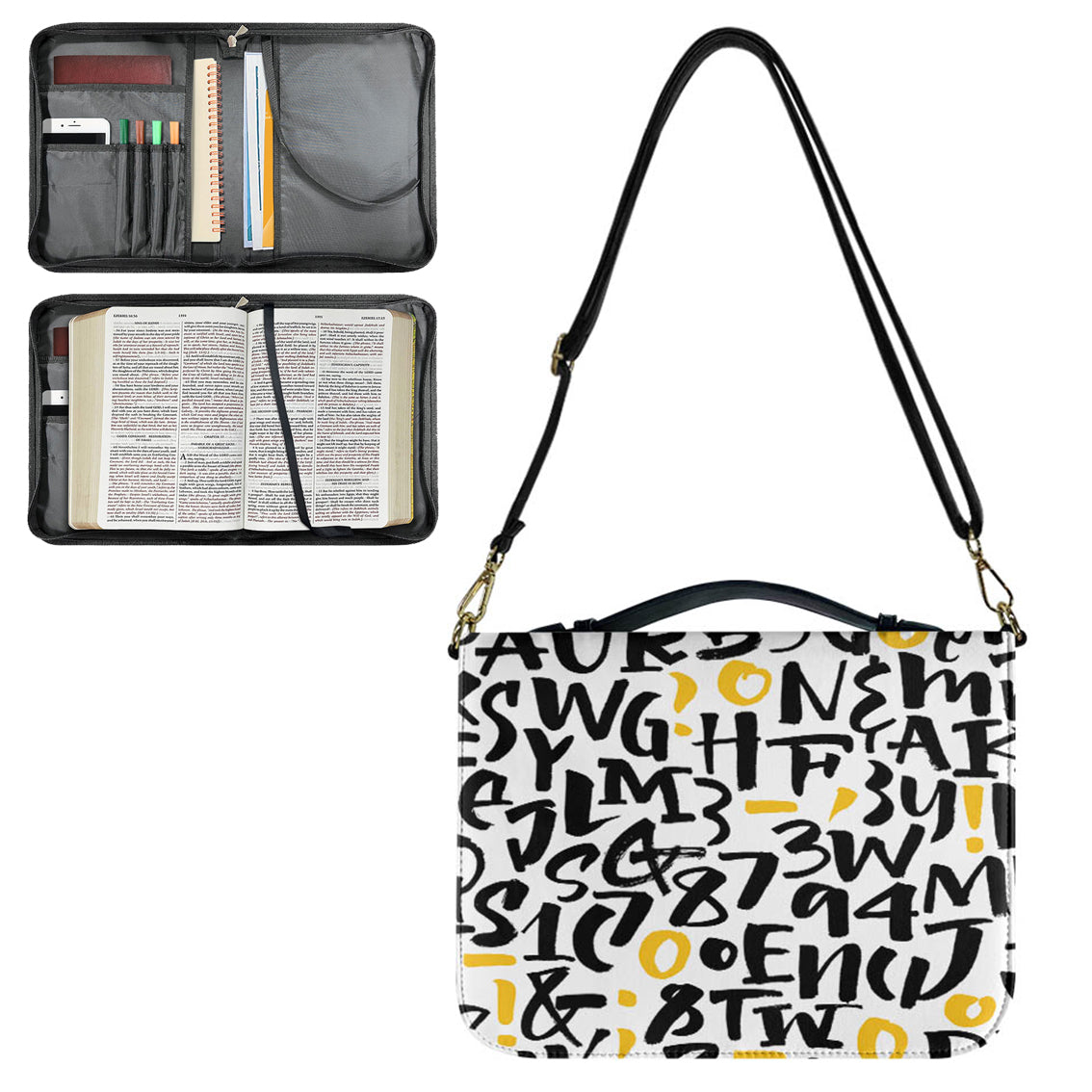 Mixed Letters Designed PU Accessories Bags Strap Style