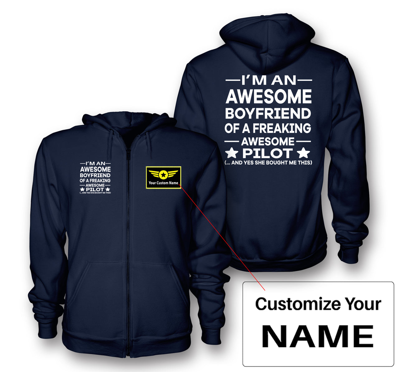 I am an Awesome Boyfriend Designed Zipped Hoodies