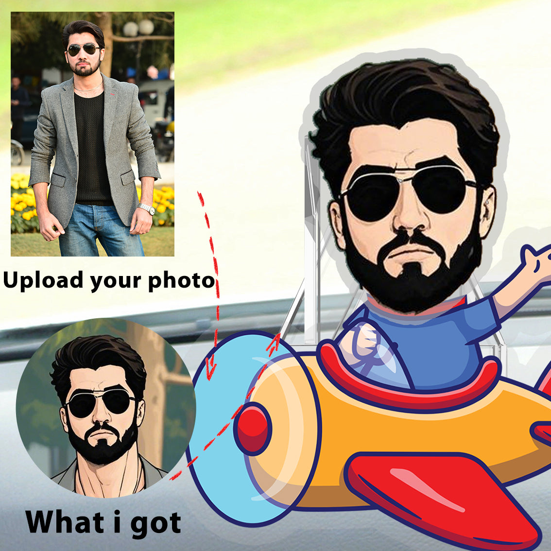 Driving Airplane Cartoon Custom Automatic Shaking Head Decorations Personalized Acrylic